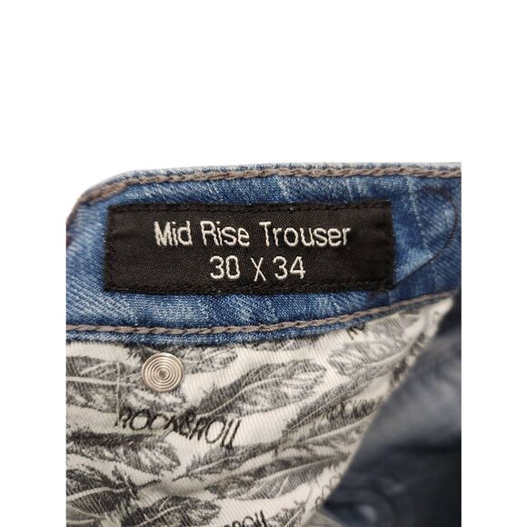 Rock & Roll Cowboy Denim Flare Striped Jeans womens 30x31* measured raw hem - Picture 3 of 9